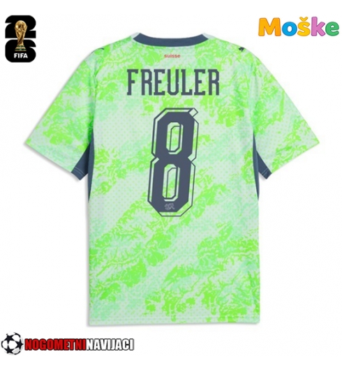 Moške Nogometnih dresov Švica Remo Freuler #8 Gostujoči SP 2026 Kratki rokavi Moške Nogometnih dresov Švica Remo Freuler #8 Gostujoči SP 2026 Kratki rokavi